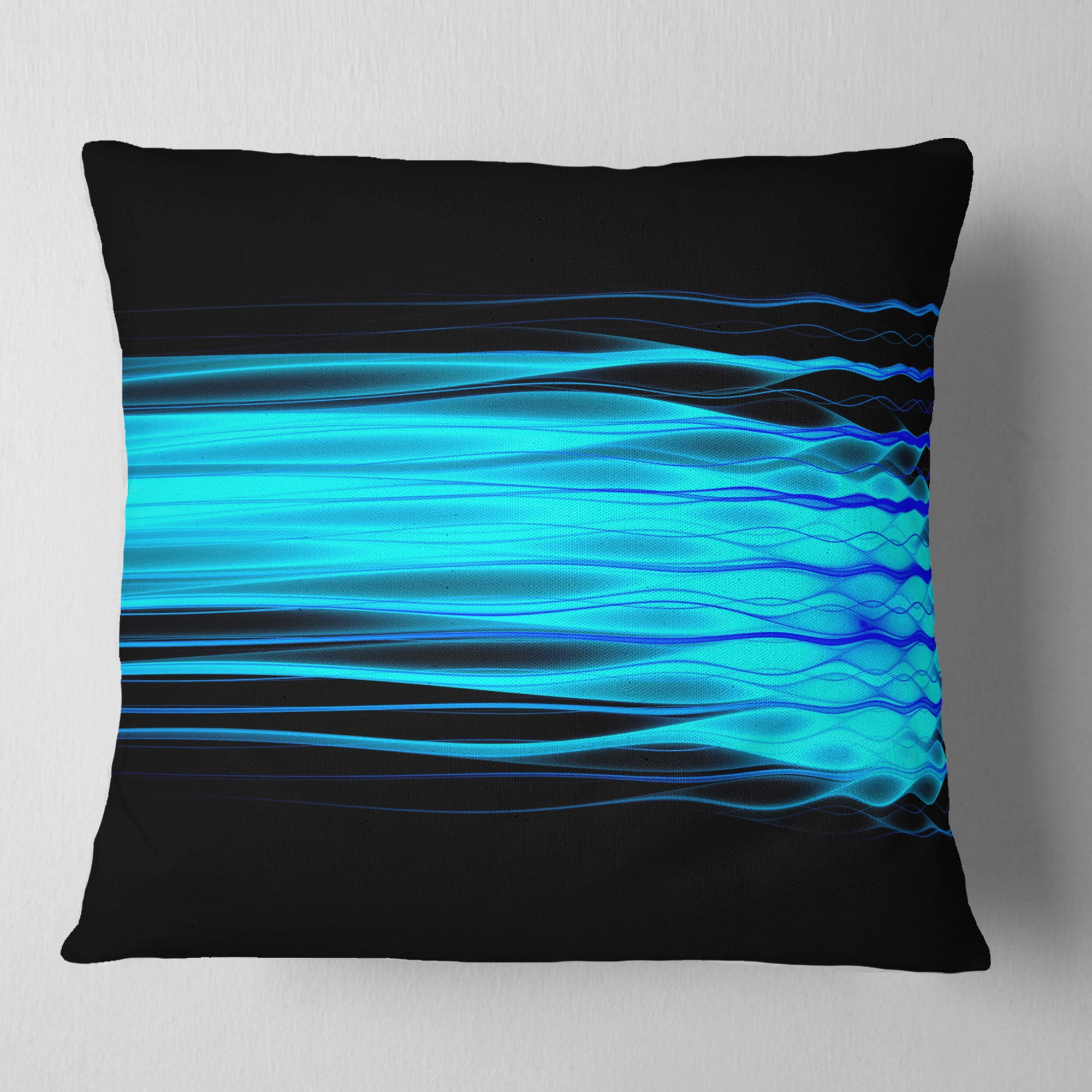 Designart Bright Blue Fractal Waves - Abstract Throw Pillow - 16x16