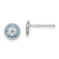 Primal Silver Sterling Silver Rhodium Plated Blue Spinel and Clear Cubic Zirconia Post Earrings