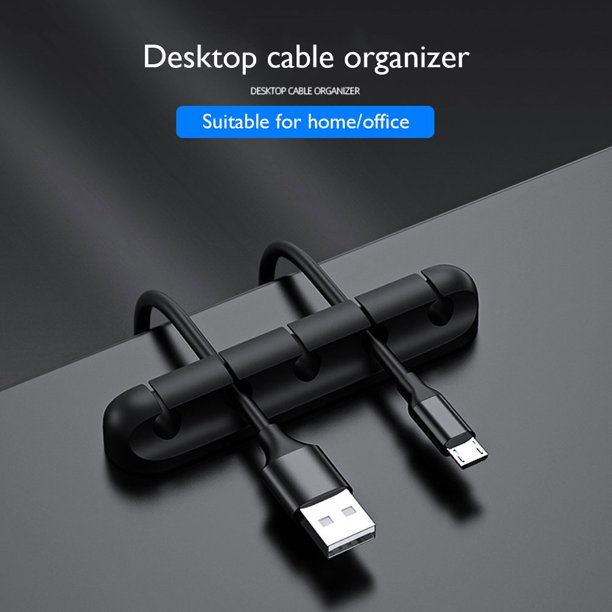 Organizador De Cables Cable de datos Organizador de cable USB de silicona, soporte de gestión ordenado de escritorio (5 clips)