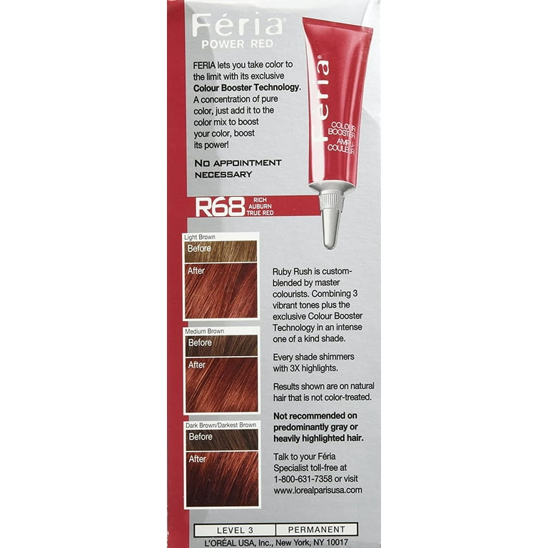 L'Oreal Feria High Intensity Shimmering Color, [R68] Rich Auburn True Red 1 ea