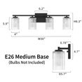 thumbnail image 4 of Kyrid 30 in. 4-Light Black Vanity Light with Clear Ribbed Glass Shades, 4 of 10