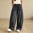 thumbnail image 6 of Women's Wide Leg Jeans Elastic High Waist Denim Pants Front Seam Y2K Casual Baggy Jeans with Pockets Vintage Streetwear Fashion Bottoms Black, 6 of 7