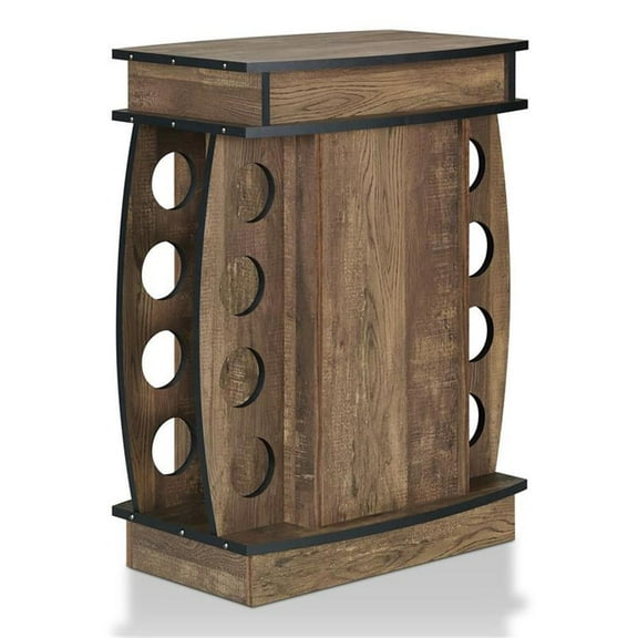Bowery Hill 8-Bottle Transitional Wood Wine Cabinet in Reclaimed Oak