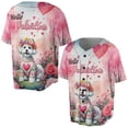 thumbnail image 3 of Hello Valentine’s Day Bichon Frise Flower Crown Romantic Pink Floral All Over Print 3D Baseball Shirt Bichons Dog Lovers Gifts Idea Softball Sport - 00031, 3 of 6