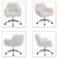 thumbnail image 6 of Fluffy Office Desk Chair, Faux Fur Modern Swivel Armchair with Wheels, Soft Comfy Fuzzy Accent Makeup Vanity Chairs for Women Girls, Home Living Dressing Room Bedroom, White, 6 of 8