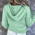 thumbnail image 4 of Turilly Women's Casual Hoodies Fall Solid Long Sleeve Sweatshirt Button Down Drawstring Pullover Top Blouse with Pocket, 4 of 8