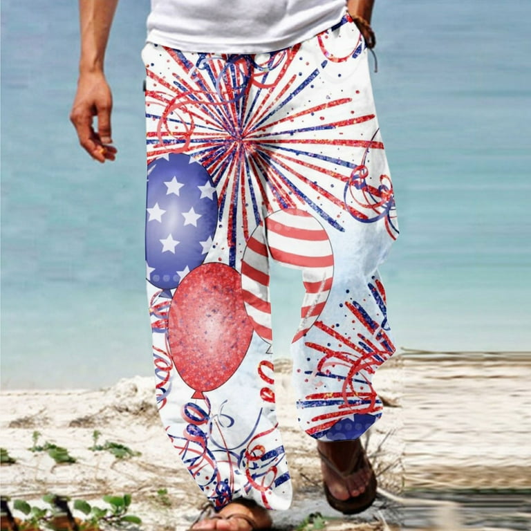 VSSSJ Mens Independence Day Printed Long Pants Relaxed Fit