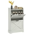 thumbnail image 1 of HOMCOM Armoire à Chaussures Mince Style Ferme avec 2 Tiroirs Basculants Tablettes Ajustables, 1 of 10