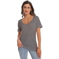 thumbnail image 2 of Womens Deep V Neck T Shirts Casual Short Sleeve Loose Fit Basic Fashion Tee, 2 of 6