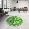 thumbnail image 3 of Ahgly Company Indoor Round Patterned Dark Lime Green Area Rugs, 6' Round, 3 of 6