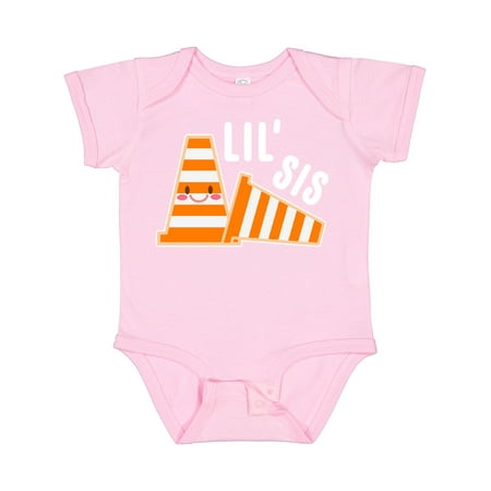 

Inktastic Lil Sis with Construction Cones Gift Baby Girl Bodysuit