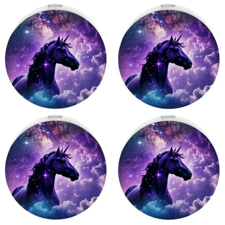 

Night Lights Plug Into Wall [4 Pack] Night Light for Kids LED Nightlight with Dusk to Dawn Sensor for Bathroom Decor Children Room Space Unicorn Galaxy Purple