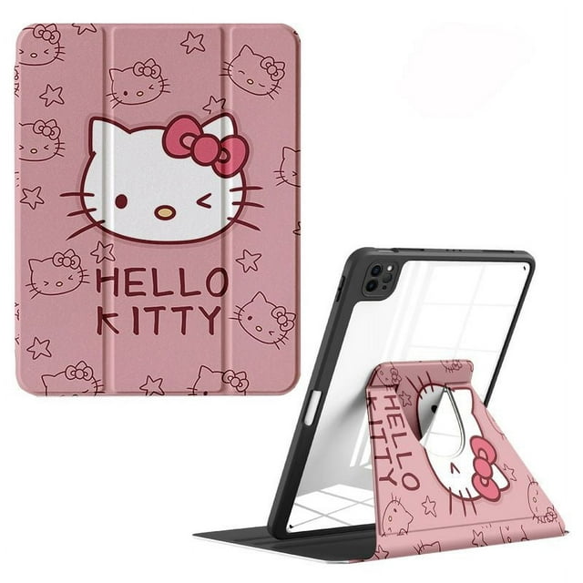 New Kawaii Sanrio Hello Kitty Ipad Protective Case 360-Degree Rotation for Ipad Pro2022 Air5/4/3 Bend-Resistant Gift Festivals