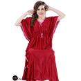 thumbnail image 1 of DWEEP SARA Caftan Uni en Satin Rouge et Rouge Pâle, Nuisette Courte à Manches Kimono, Vêtement de Nuit pour Femmes, Robe de Nuit, 1 of 6