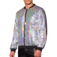 thumbnail image 4 of INSPIRE CHIC Sequin Jacket for Men's Zip Up Long Sleeves Party Disco Sparkly Bomber Jacket M Silver, 4 of 6