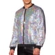 thumbnail image 4 of Chaqueta con lentejuelas INSPIRE CHIC para hombre, con cremallera, de mangas largas, estilo disco brillante, chaqueta bomber M plateada, 4 of 6
