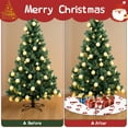 thumbnail image 4 of Christmas Tree Skirt,White Christmas Santa Pattern Christmas Tree Decor with Red Ribbon Ties,Round Shape,Christmas Decorations for Home 36"x36", 4 of 7