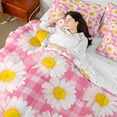 thumbnail image 4 of Castle Fairy Kids Children Teens Chic Floral Daisy Twin Bedding Sets 7-Piece,Spring Garden Flowers Bedding Comforter Set Microfiber,Geometric Plaid Grid Breathable Sheet Sets,Ultra Soft Home Decor, 4 of 8