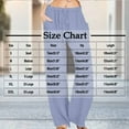 thumbnail image 2 of Aofany Pants for Women Flowy Casual Drawstring Waist Wide Leg Loose Cotton Linen Palazzo Pants with Pocket, 2 of 6