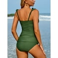 thumbnail image 7 of Charmo Ruffle Tankini Bathing Suits for Women V Neck Ruched Tummy Control Two Piece Swimsuits, 7 of 7