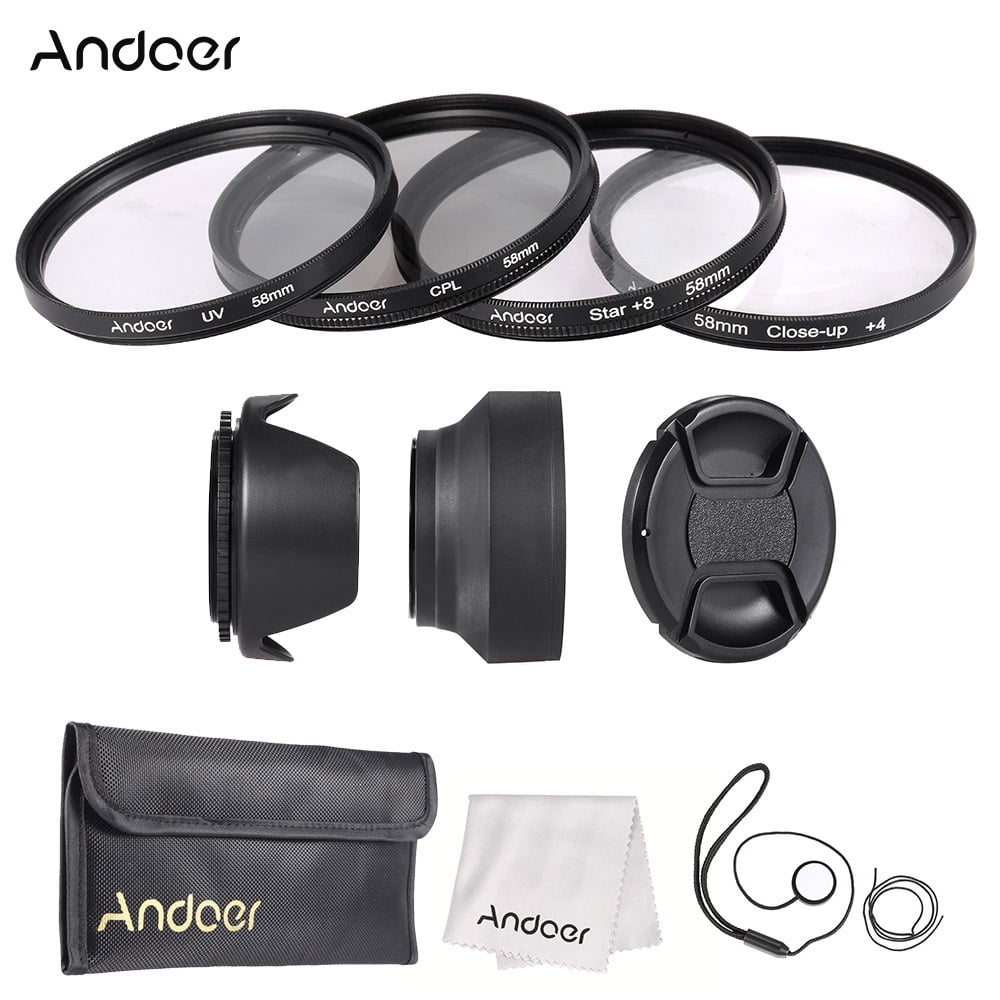 Andoer 58mm Lens Filter Kit (UV + CPL + Star+8 + Closeup+4 ) with Lens