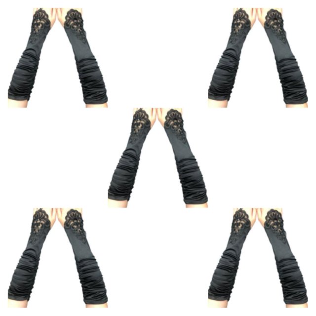 Minnieouse Encaje Florales Guantes largos Sin dedos Handwear Mitones Bordado Elástico Codo Longitud Traje Accesorios Negro Type2 NO2