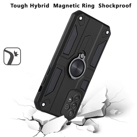For Apple iPhone 13 Pro (6.1") Armor Hybrid with Built in 360° Ring Kickstand Shockproof Hard PC, TPU Silicone Bumper Cover ,Xpm Phone Case [ Black ]