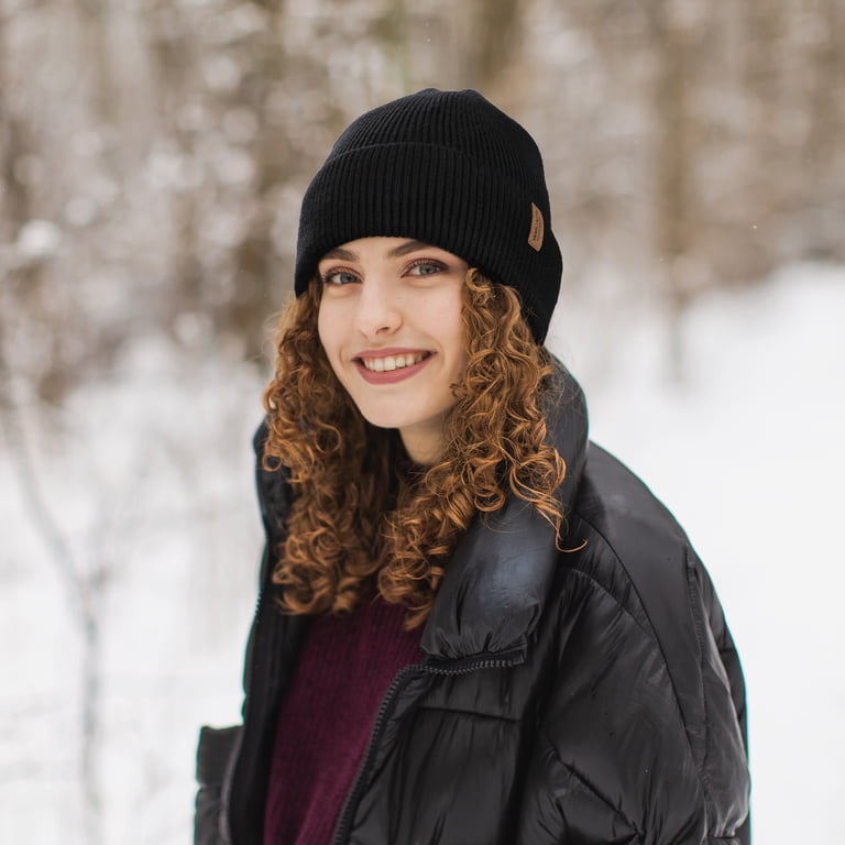 Women\'s Beanie Hat Knit Cuffed Beanie Hat Winter Keep Warm, Black DOVACKA Unisex Winter Beanie Hat - Ultra Soft Cotton Stretch  main image 3