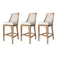 thumbnail image 1 of Maven Lane Vienna Bar Stool in Weathered Oak Finish, Sand Color, Set of 3, 1 of 6