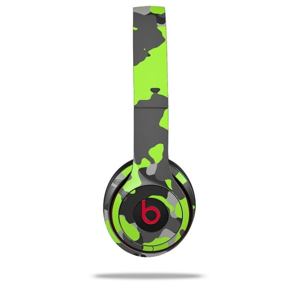 Skin Decal Wrap for Beats Solo 2 and Solo 3 Wireless Headphones WraptorCamo Old School Camouflage Camo Lime Green (BEATS NOT INCLUDED) by WraptorSkinz