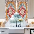 thumbnail image 2 of Swag Curtain Valances Orange Boho Swag Valances for Kitchen Windows Bohemian Tribal Texture Short Topper Curtains Valance Tier Pair for Kitchen Bedroom Living Room Bathroom 28"x36", 2 of 8