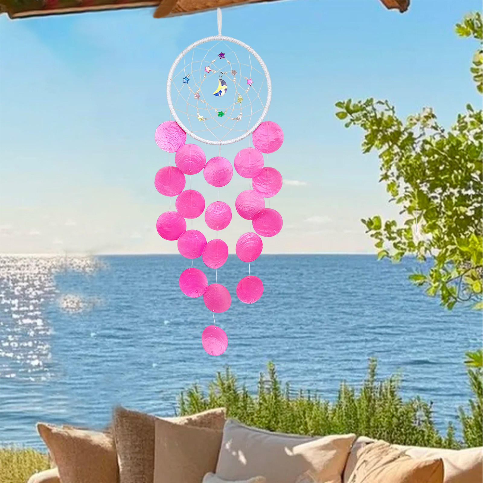 Specollect 1 Pcs Handmade Wind Chime Kit, Wooden Beads & Shells, Soothing Sound, Craft Decor for Home Garden Balcony Window, Teacher Gift, Housewarming