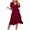 Wine, variant on QUYUON Womens Summer Wrap Midi Dress Formal Wedding Guest Dresses V Neck Short Sleeve Beach Sundress Loose Casual Flowy Ruffle Hem Side Tie Knot A-Line Mid-Length Dress Style D-8009 Black S