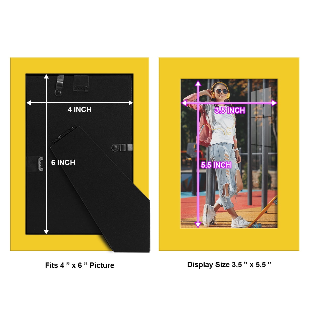 Modern Real Wood 4x6 inch Picture Frame in Yellow