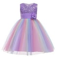 thumbnail image 1 of VKOYWKM Robe Formelle pour Filles Sans Manches Robe à Paillettes Scintillantes Fermeture Éclair au Dos Robe avec Nœud Robe de Demoiselle d'Honneur en Tulle Robes de Soirée Formelles Robe de Bal pour 2T-10T, 1 of 8