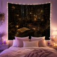 thumbnail image 2 of Open Book Beneath a Celestial Clock in an Arched Library, Mystical Digital Art for Readers, Arcane Lore Decor, Graduation Gift, Tapestry Wall Hanging for Study Room and Den, 2 of 7
