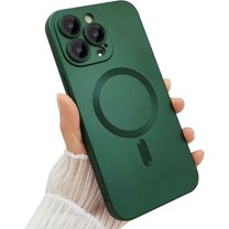 Magnetic case for iPhone 14 Pro Max Phone Case for Women, Matte Luxury Soft Metallic Luster Design with Camera Lens Protector, Compatible with Magsafe Case for iPhone 14 Pro Max 6.7"-Green