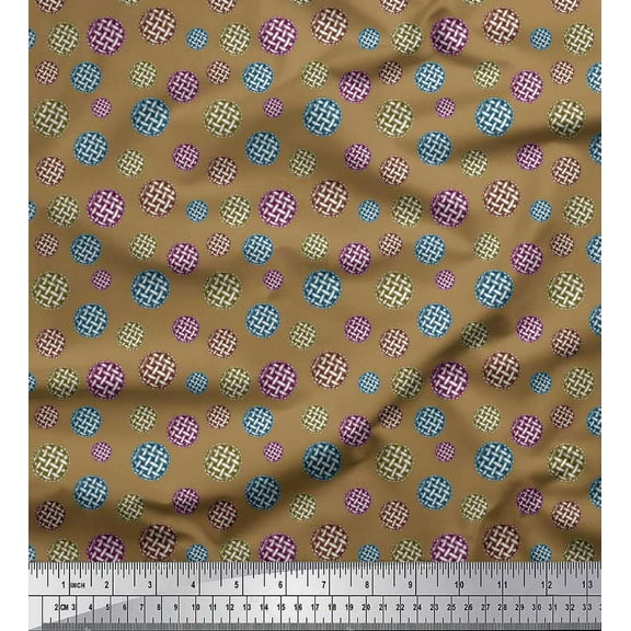 Soimoi Brown Cotton Voile Fabric Pie Food Print Sewing Fabric Yard 42 Inch Wide