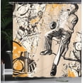 thumbnail image 4 of Ambesonne Jazz Shower Curtain, Saxophone Music Rythim, 69"Wx84"L, Marigold Tan Black, 4 of 5