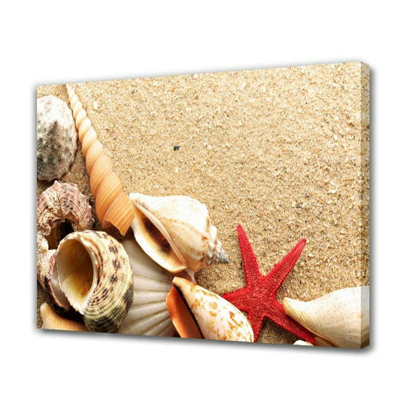 Ocean Beach Shells Canvas Poster Bedroom Decor Sports Landscape Office Room Decor Gift,Frame-style,08x12inch(20x30cm)