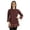Maroon, variant on Moomaya Printed Mandarin Collar Pleated Tunic Shirt Casual Long Top For Leggings