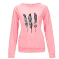 thumbnail image 4 of ZKCCNUK Women's 2025 Autumn Winter Casual Crewneck Feather Sweatshirt Long Sleeve Loose Pullover Tops, 4 of 4