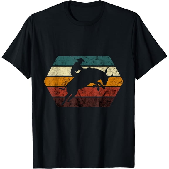 men and women can wear，Vintage Retro Bull Riding Rodeo Cowboy Western Bull Rider T-Shirt