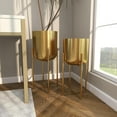 thumbnail image 5 of Gold Indoor Outdoor Metal Planter Dome Set of 2, Large Planters with Removable Stands, 5 of 8