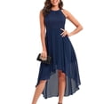 thumbnail image 2 of Wycnly Dresses for Women Evening Party Elegant Sequin Irregular Swing Halter Dresses Sleeveless Round Neck Solid Summer Long Formal Dress Navy l, 2 of 7