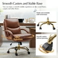 thumbnail image 2 of Luxury Genuine Leather Office Chair Executive Swivel Rocking Adjustable Desk Chair Brown, 2 of 6