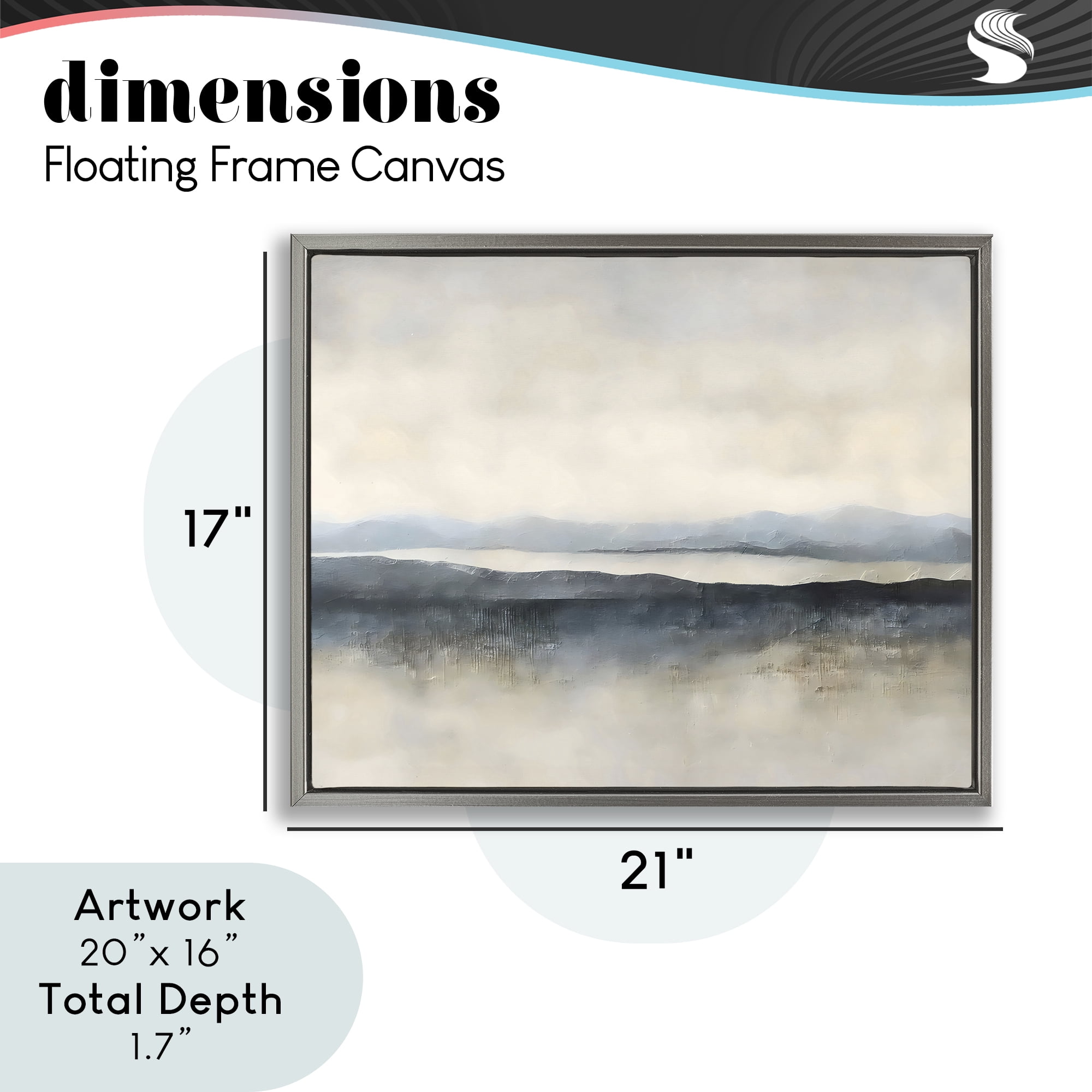 Stupell Industries Misty Muted Horizon Gray Framed Floater Canvas Wall Art, design by Riley B