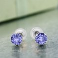thumbnail image 3 of Gem Stone King 14K White Gold Blue Tanzanite Stud Earrings for Women Men | 0.60 Cttw | Gemstone December Birthstone | Round 4MM, 3 of 3