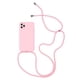 thumbnail image 1 of Fundas originales de silicona líquida para iPhone 14 13 12 11 Pro XS Max X XR SE2 8 7 Plus, funda suave de caramelo + correa para el cuello con cordón cruzado Tan Jianjun unisex, 1 of 2