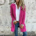 thumbnail image 2 of Coats for Women Single Breasted Trench Coat Fashion A-Line Fall Winter Jackets, Mid-Length Pure Color Outerwear for Daily Use,Hot Pink,S, 2 of 4